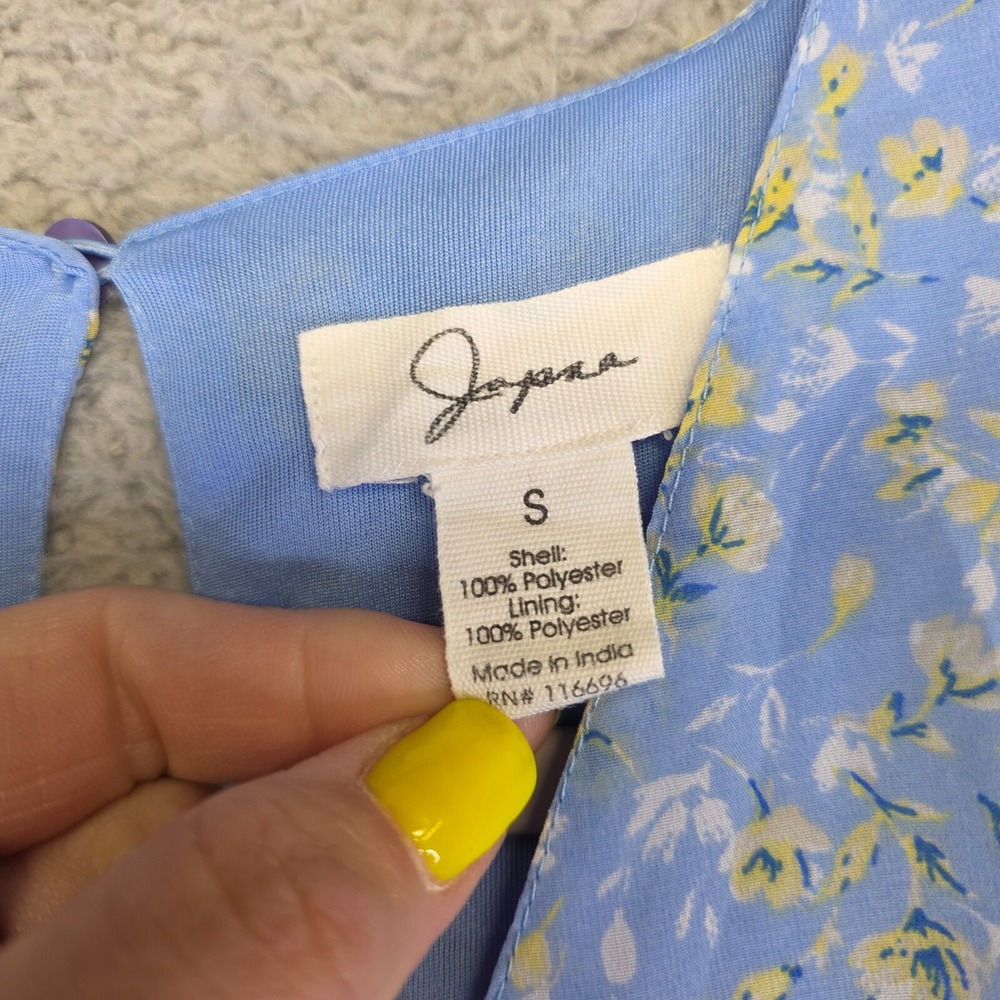 Japna Dress Womens S Blue Tiered Floral Boho Coastal Milkmaid Cottagecore Dainty - Picture 16 of 16
